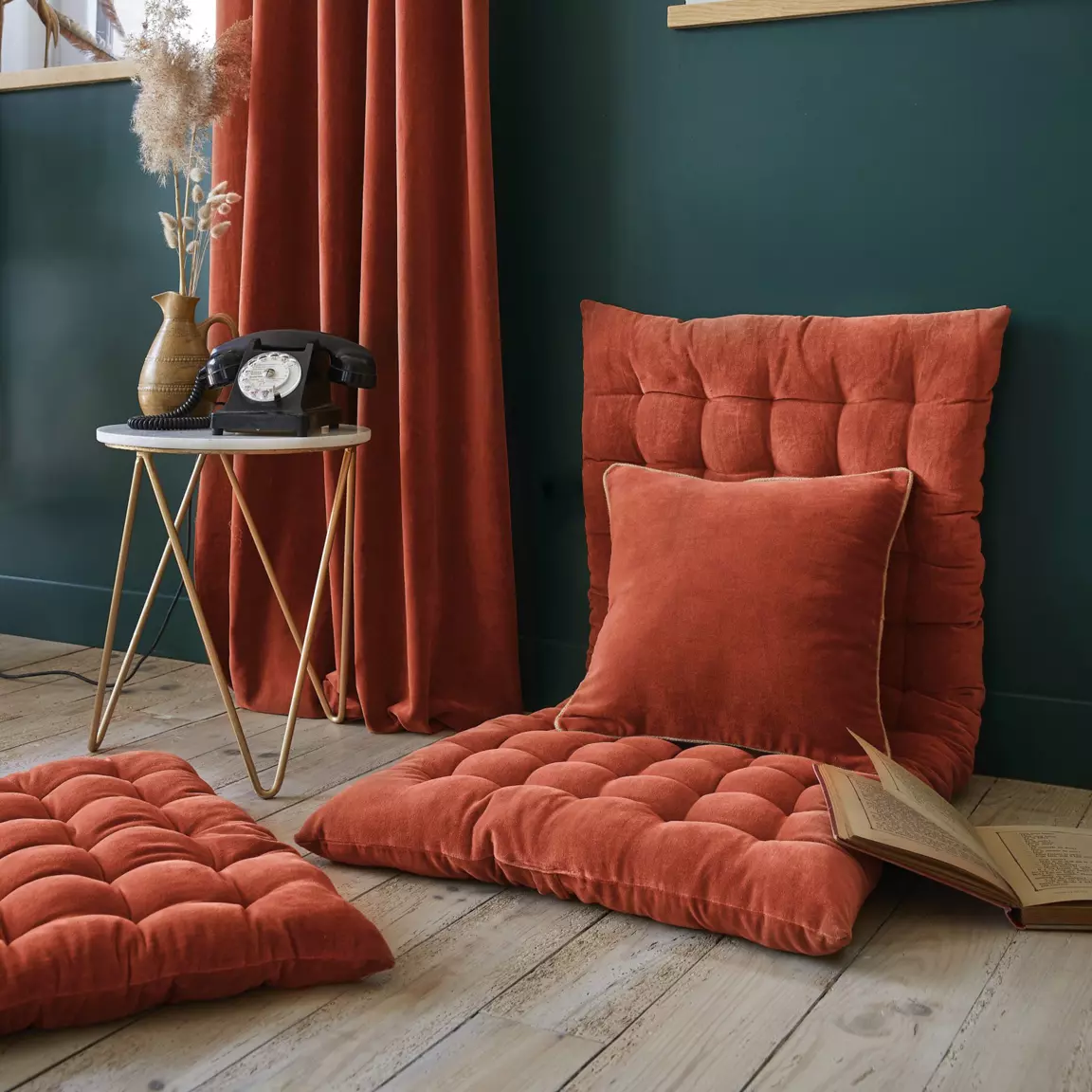 Matelas de sol velours de coton (60 x 120 cm) César Terracotta