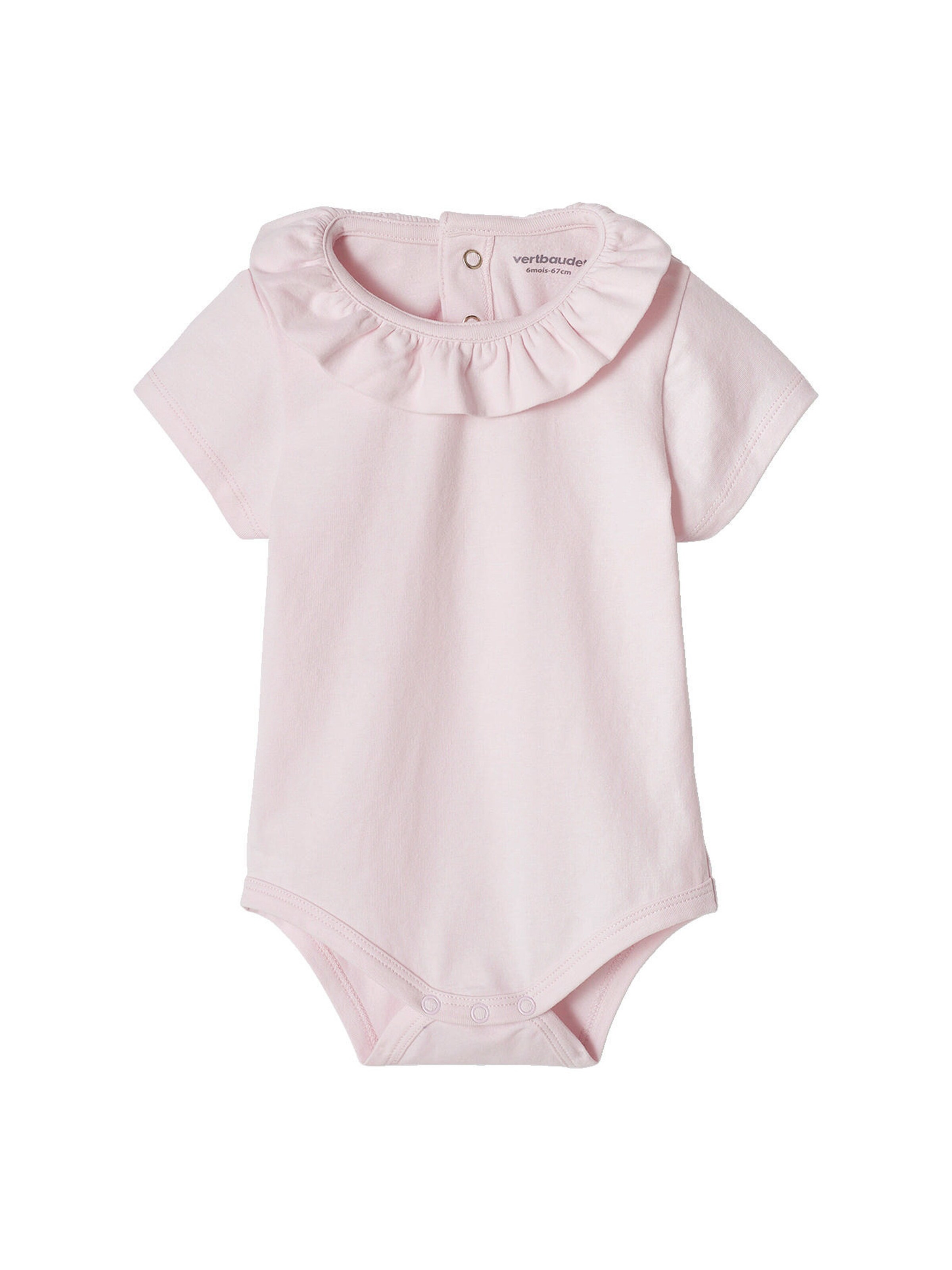 Vertbaudet 2er-Pack Baby Kurzarm-Bodys, Rüschenkragen violett