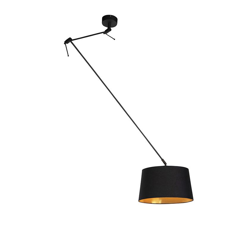 Hanglamp zwart met katoenen kap zwart met goud 35 cm - Blitz