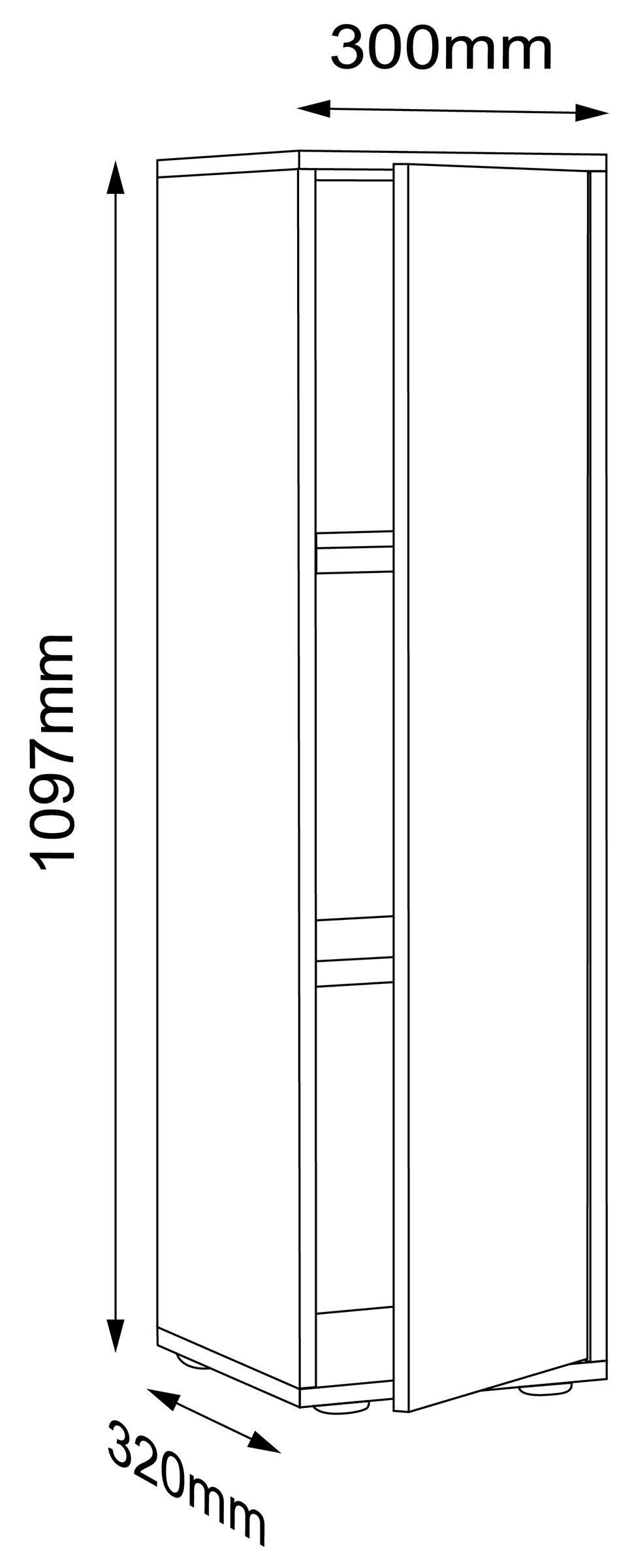 VCM Holz Büroschrank Ordner Aktenschrank Büromöbel Schrank Salia 3-fach Breite 30 cm Drehtür