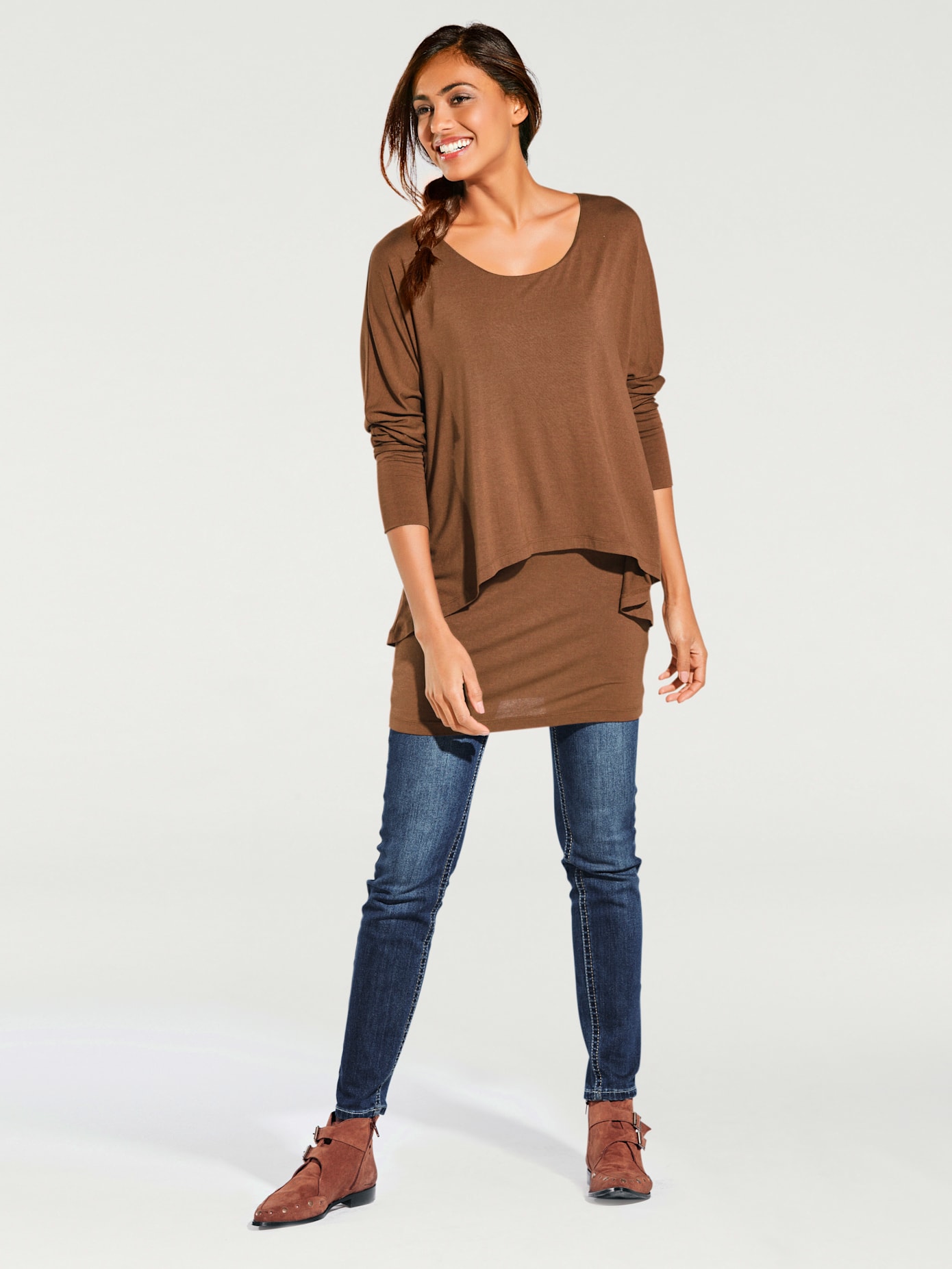T-shirt à encolure ronde look décontracté tendance, manches chauve-souris