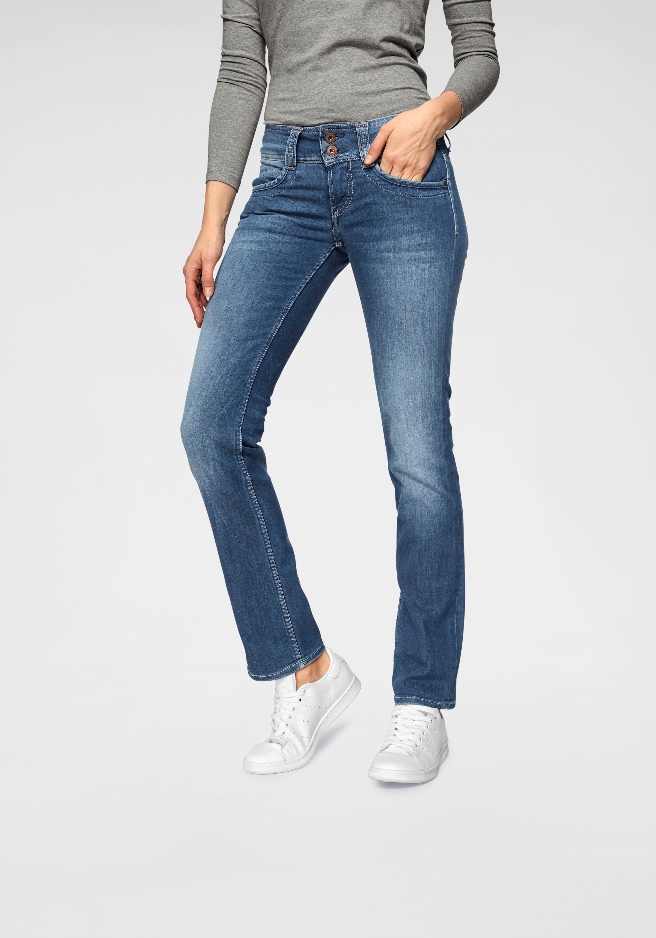 Pepe Jeans Straight-Jeans »GEN«, in Baumwoll-Qualtät mit geradem Bein und Doppel-Knopf-Bund