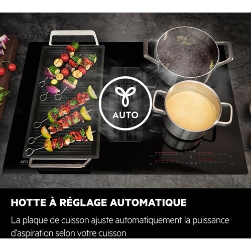Plaque de cuisson avec hotte intégrée Aeg TH84CB03FZ SaphirMatt