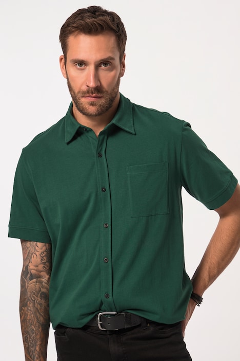 Jersey-Hemd, Halbarm, Rücken-Print, Kentkragen, bis 8 XL