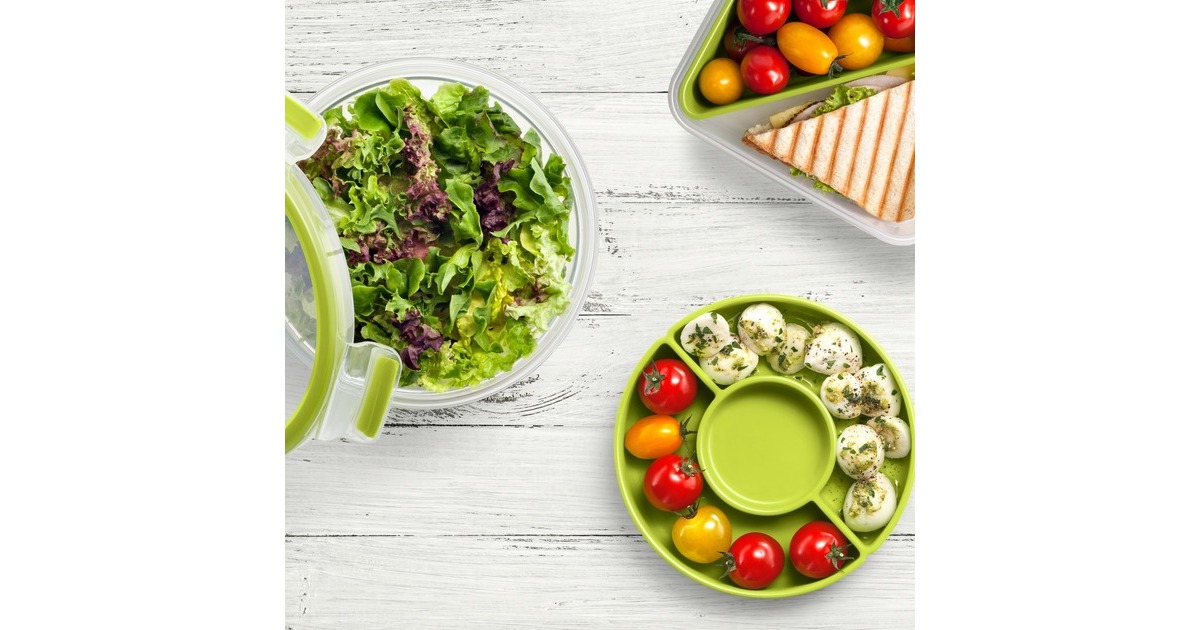 EmsaClip & Go Brooddoos 0,85 L lunchbox  (Lichtgroen/transparant, Met inzetstuk in typische driehoekige vorm)
