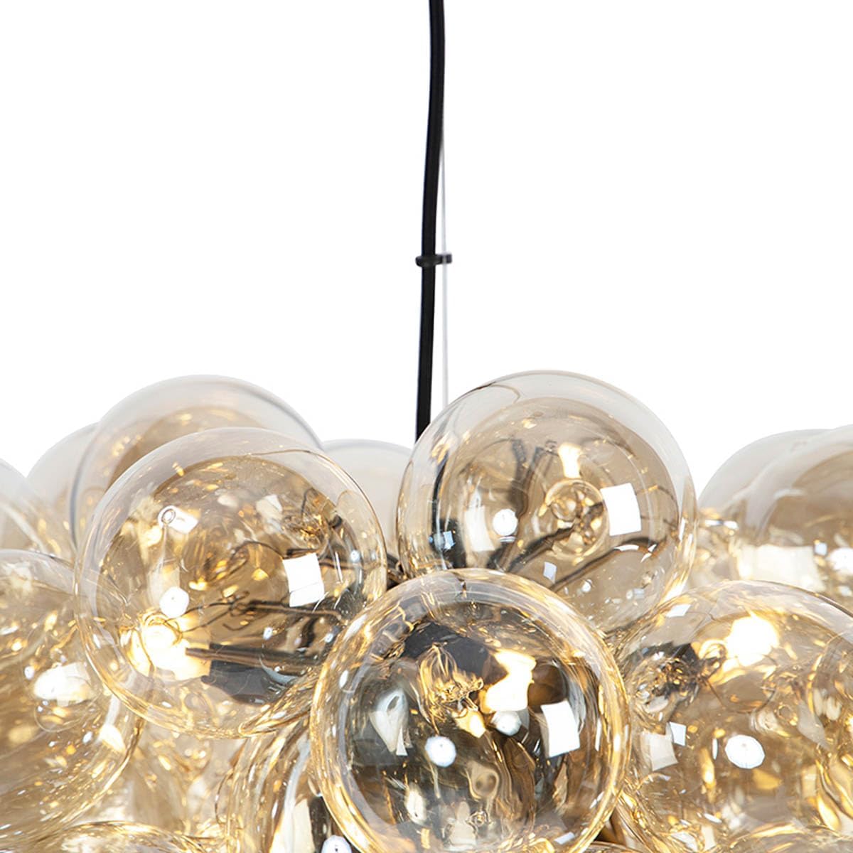 Qazqa - Art Deco Art Deco Hängelampe I Pendellampe I Pendelleuchte schwarz mit Glas 8-Licht - Uvas I Schlafzimmer - Kugel I Kugelförmig - LED geeignet G9