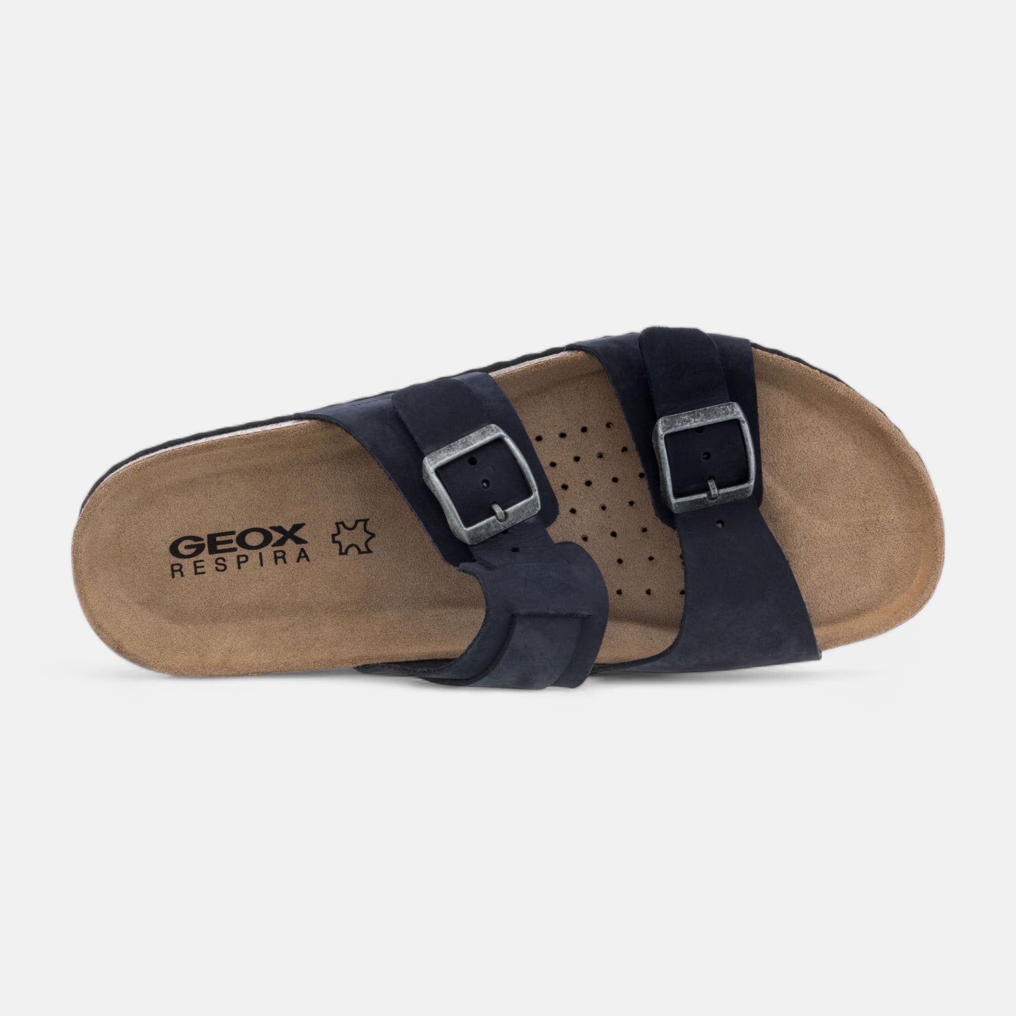 Mules semelle liège Homme en cuir bleu marine