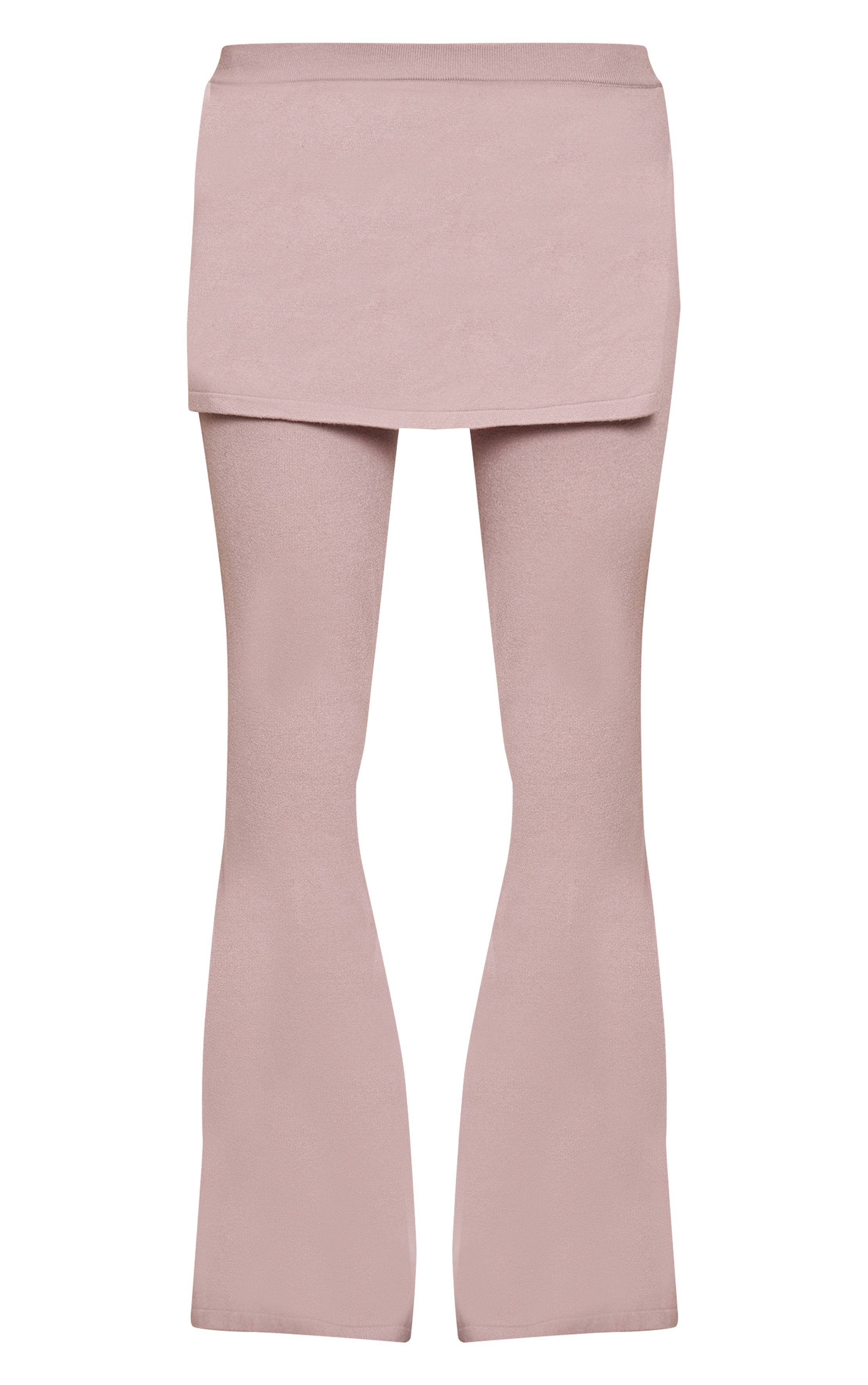 Gris Pantalon Large En Maille Fine Avec Détails Superposés