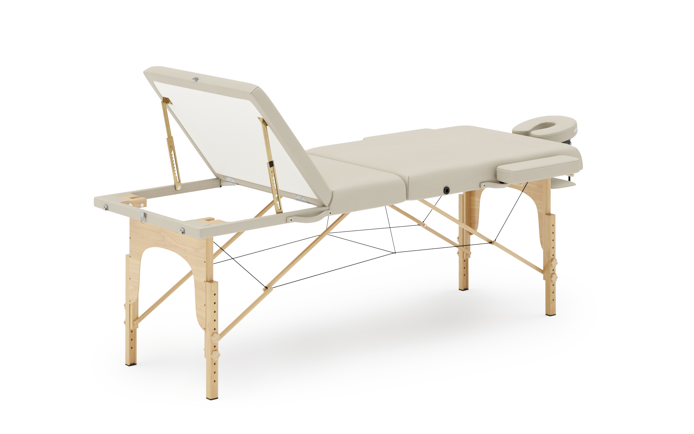 Massageliege 3-Zonen mit Lagerungsrollen beige