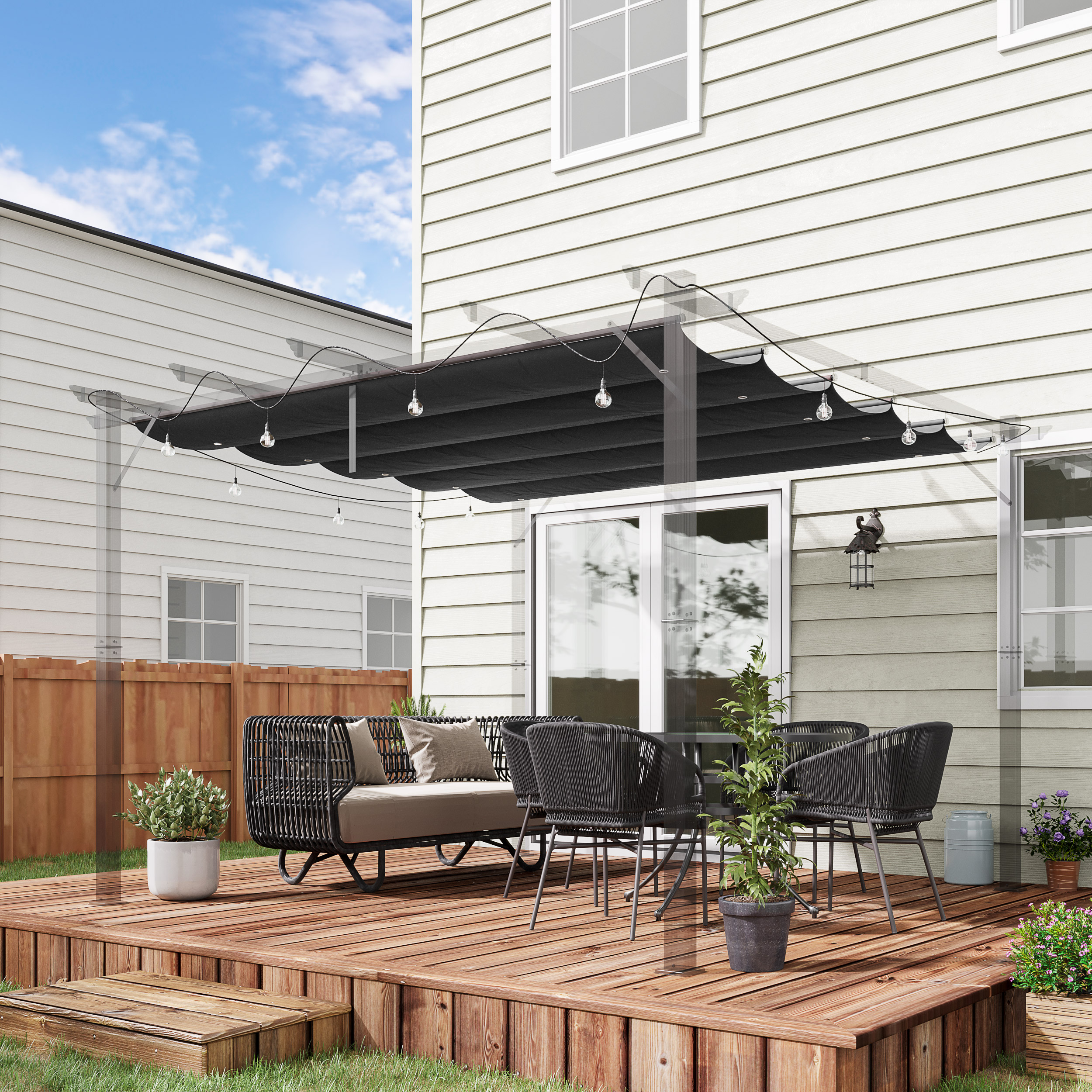 Cobertura para pérgola Outsunny cinza escuro