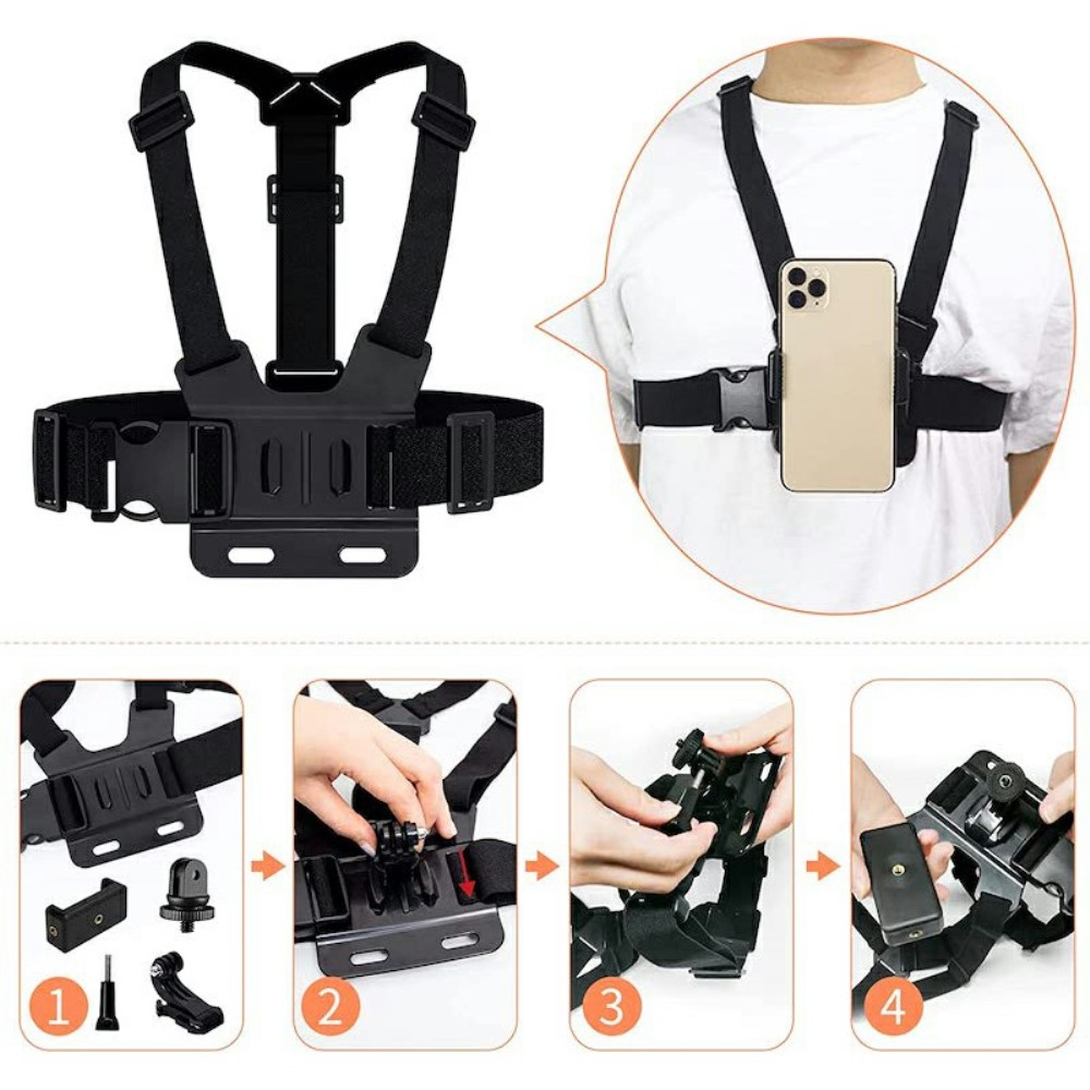 26in1 Kamera Zubehör Kit Bundle Set mit Brustgurt / Stativ / Unterwasser Griff / Saugnapf / Kopfband Halterung für GoPro Hero Kameras