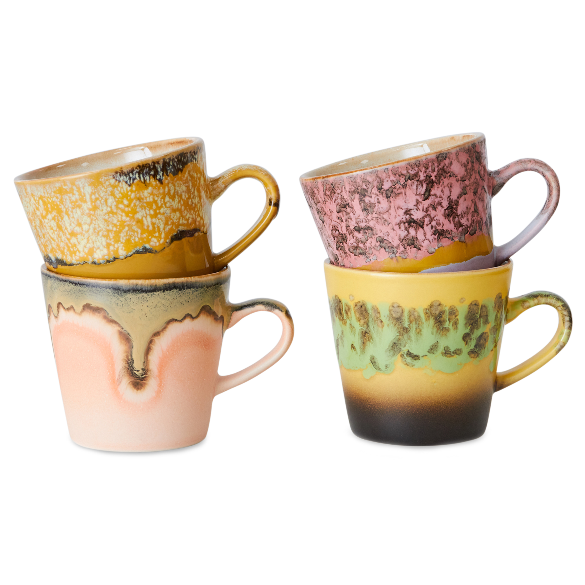 Servies 70's ceramics americano mugs radiant - set van 4
