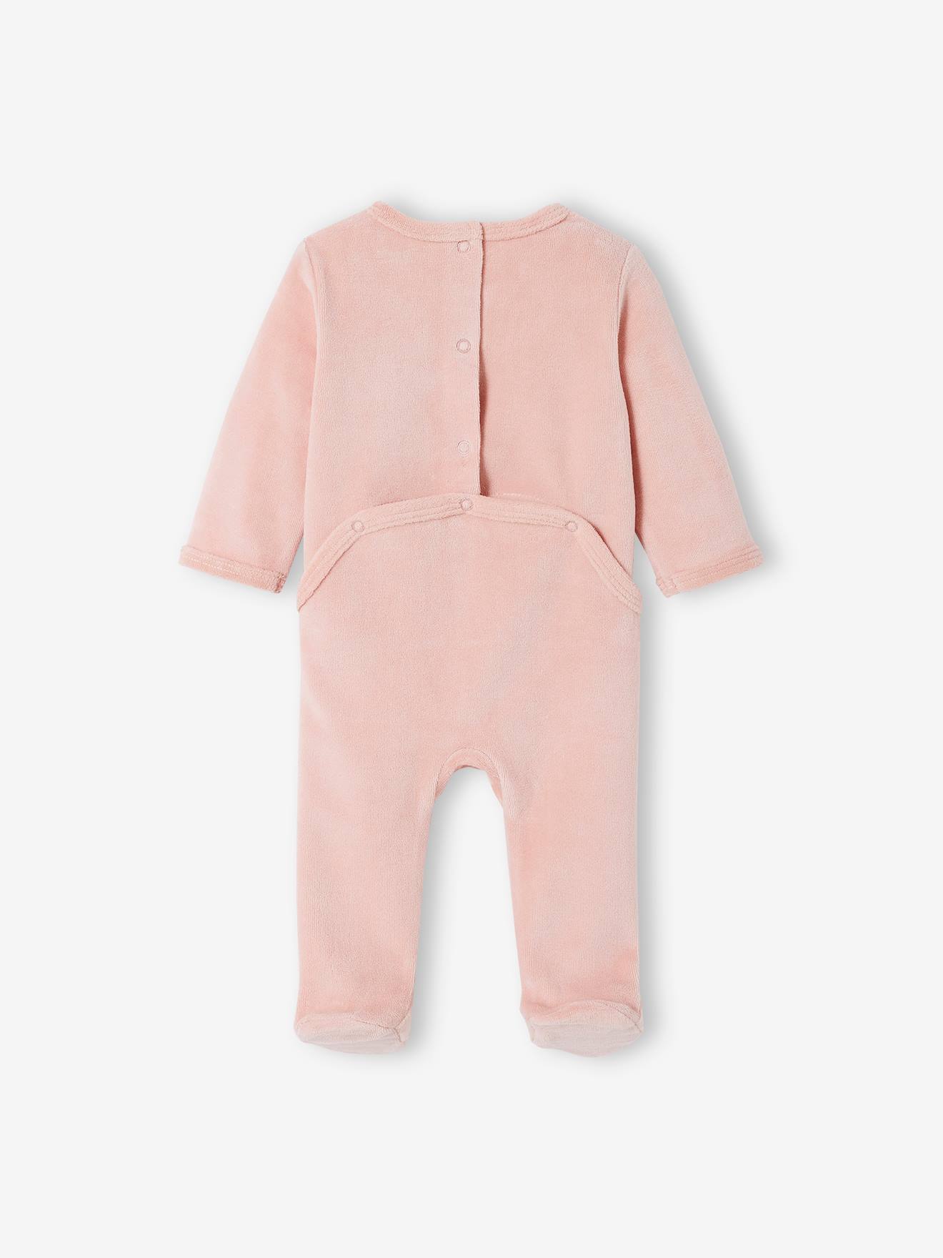 Conjunto de 2 macacões para bebê menina em veludo bicolor rosa claro/multicolorido