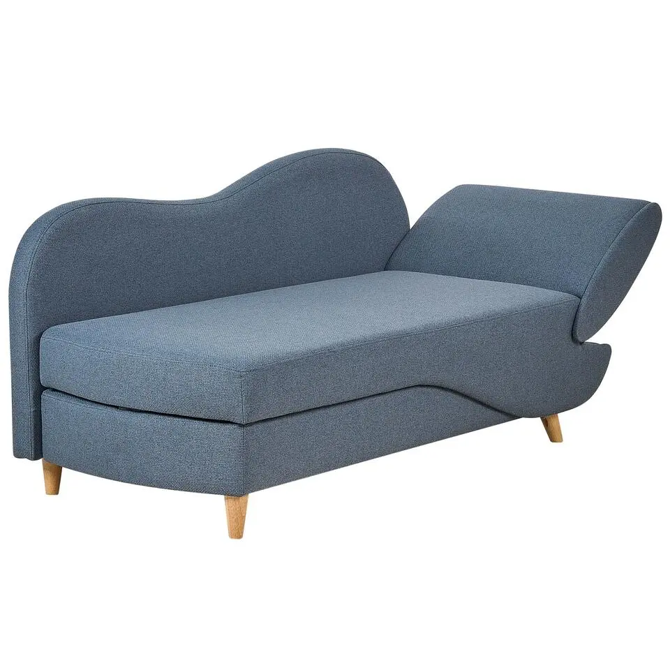 MERI II - Chaise longue met opbergruimte - Blauw - Rechts - Fluweel