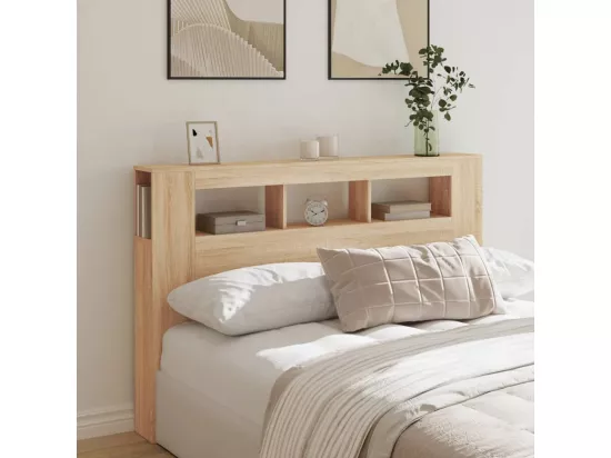 Tête de lit à LED chêne sonoma 160x18,5x103,5cm bois ingénierie