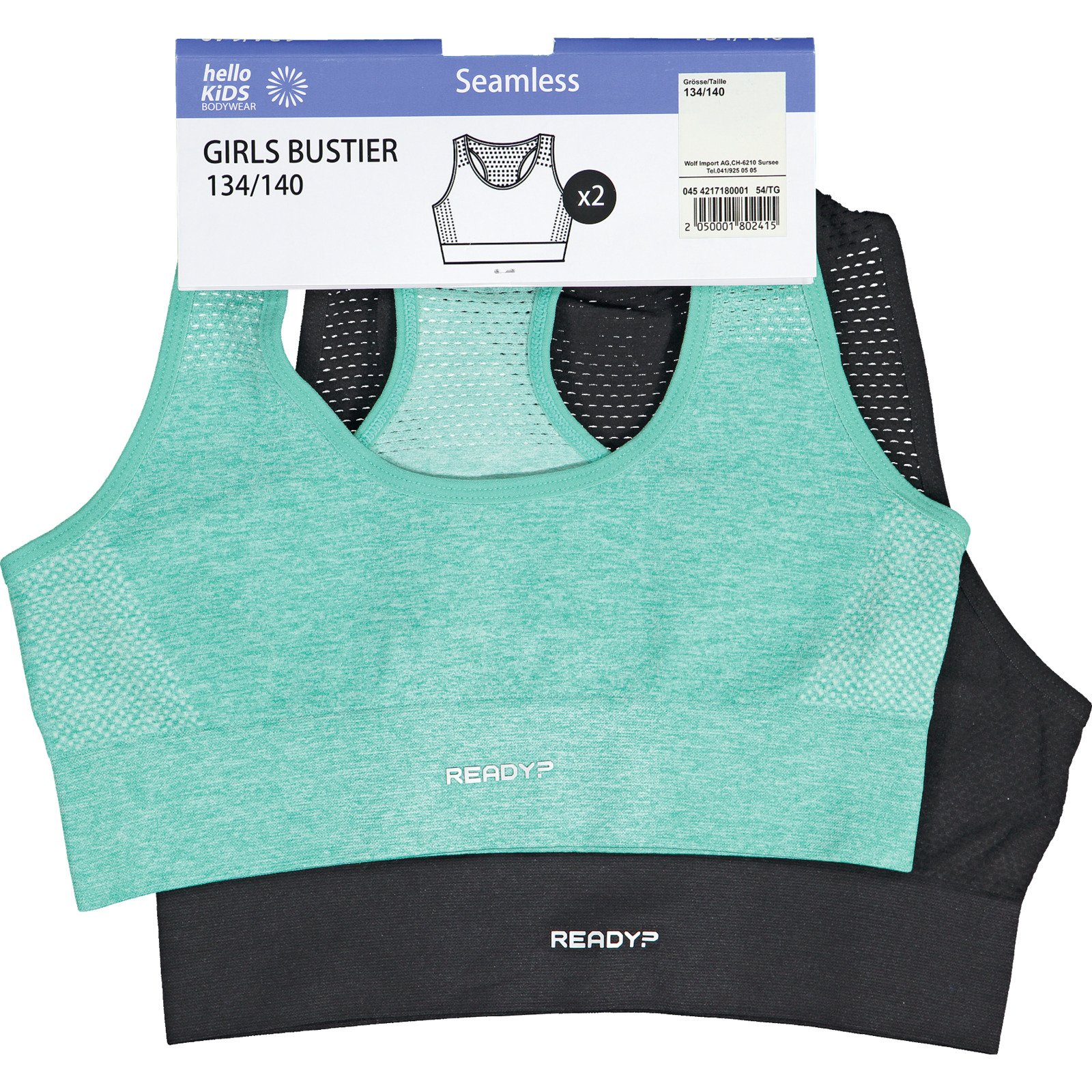 Mädchen-Sportbustier seamless, 2 Stück