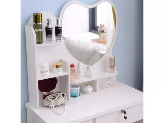 Coiffeuse et table de maquillage miroir en cœur moderne NEIGE