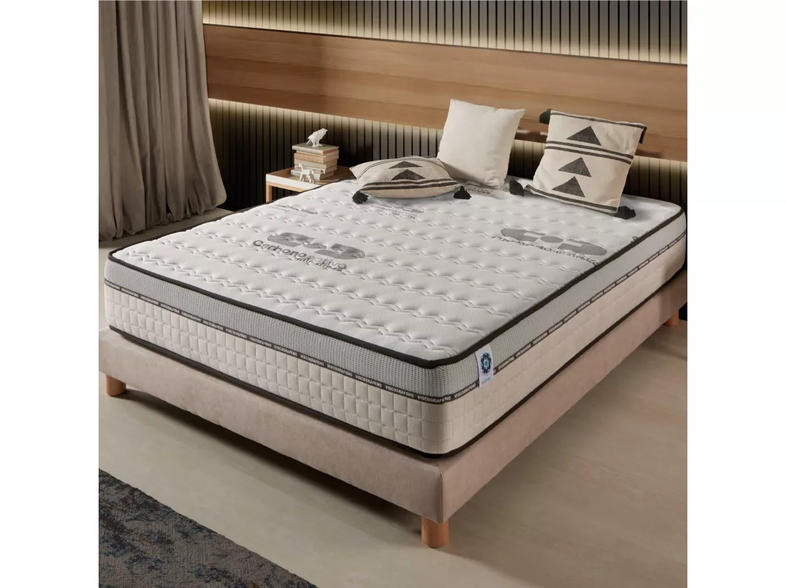 Naturalex - Matelas Visco-carbone 160x200 cm - Mousse HR - Soutien Blue Latex - Très Épais 30 cm, Mémoire de forme, 7 zones, Antistress - Réversible été, hiver