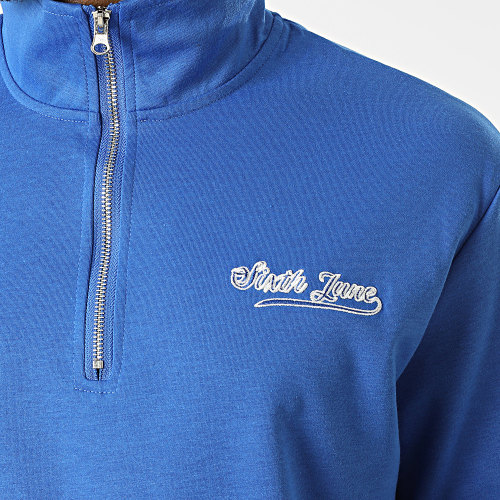Sweat Col Zippé M22978PSW Bleu Clair