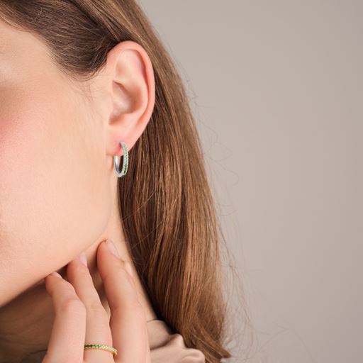 Sif Jakobs Jewellery Ellera Grande Øreringe, Sølv/Grøn
