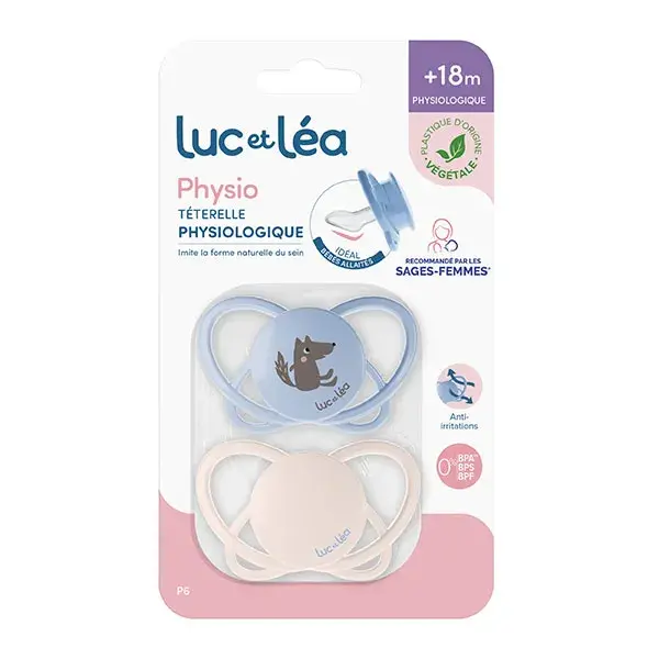 Chupetas fisiológicas Luc e Léa Physio 2 Wolf +18 meses