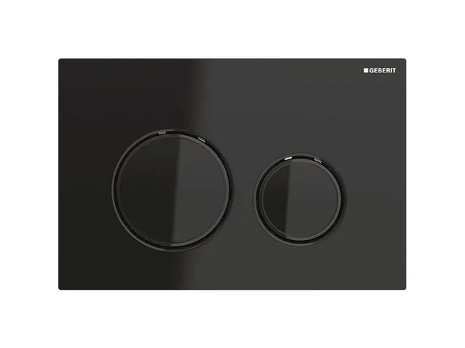 Geberit flush plate Geberit Sigma21 actuator, front, black glass, rings: black chrome [1]