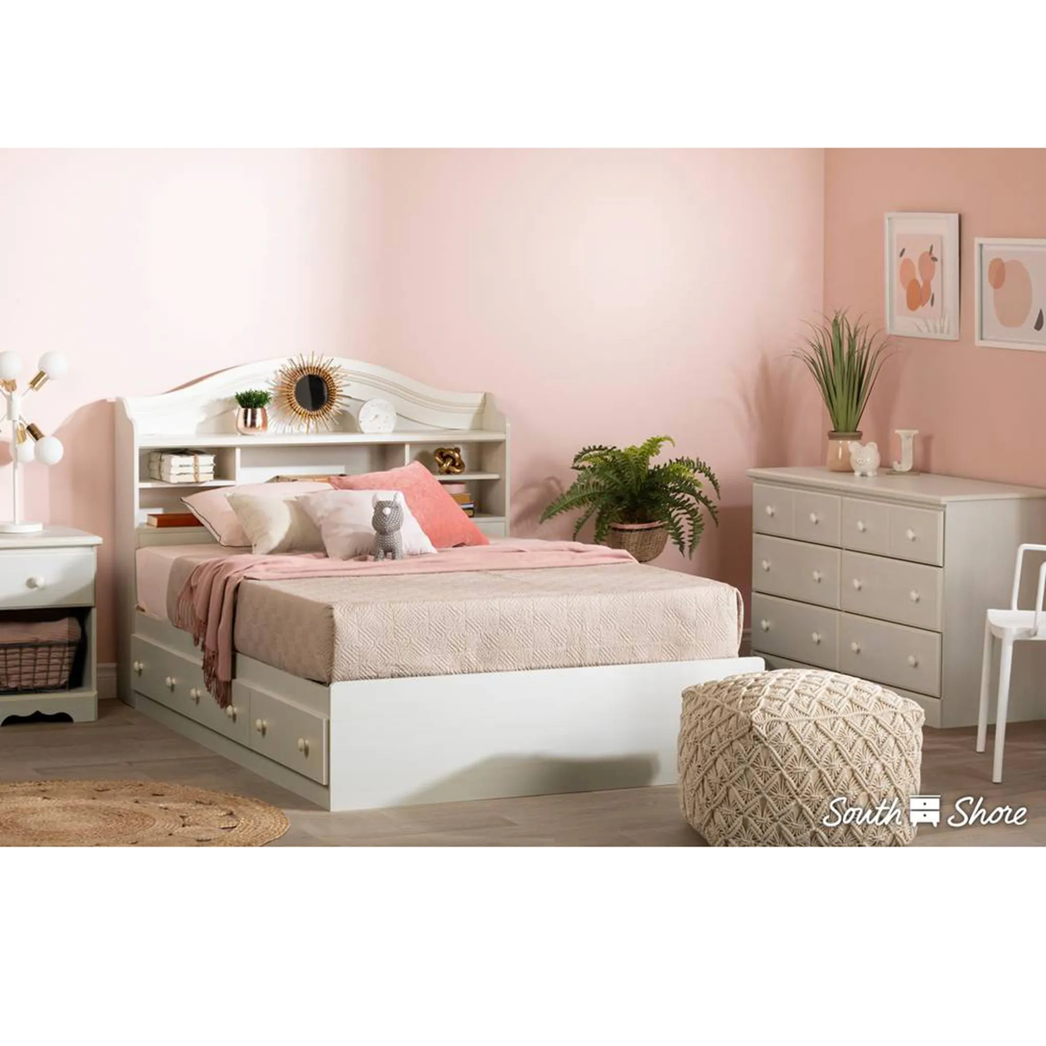 South Shore Bureau 6 tiroirs Summer Breeze -Blanc Antique