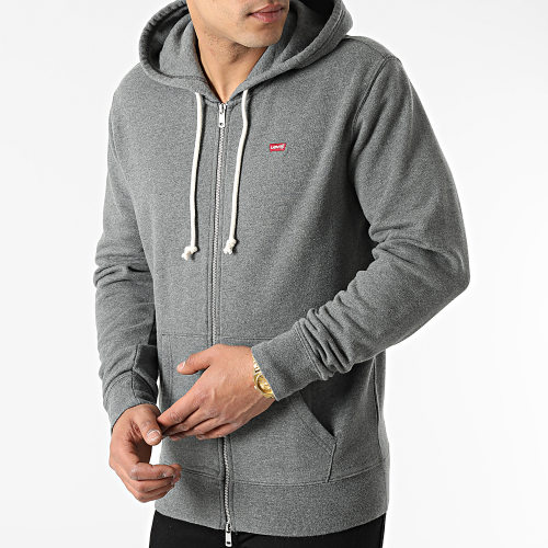 Sweat Capuche Zippé 34584 Gris Chiné