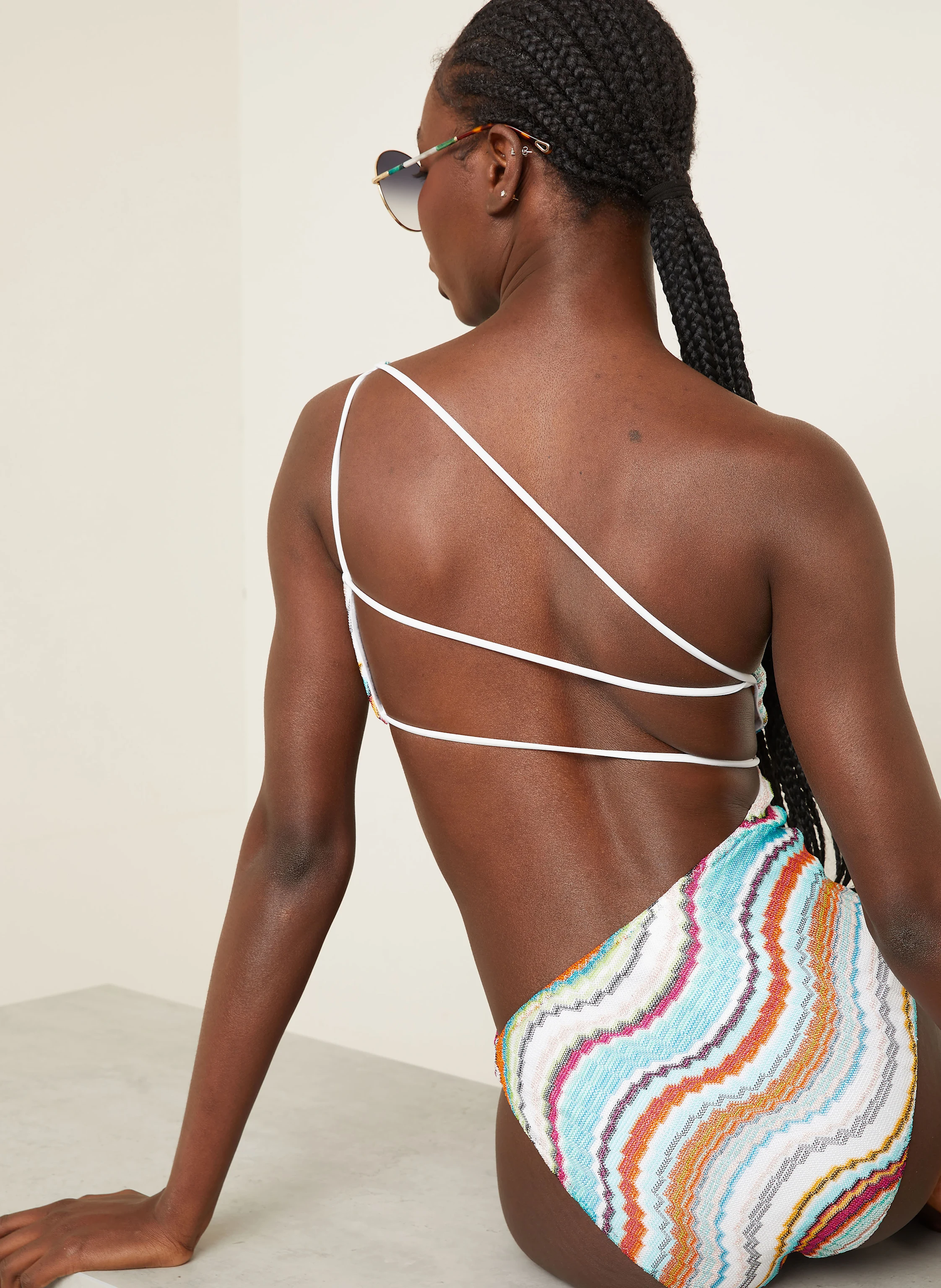 MISSONI One-Shoulder-Badeanzug mit Glitzergarn