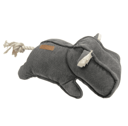 Brinquedo de pelúcia de hipopótamo cinza da D&D Home para cães.