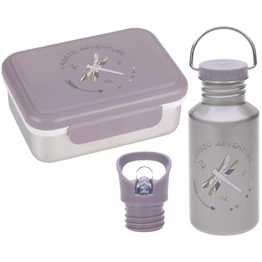 Lässig Edelstahl Lunchset lila