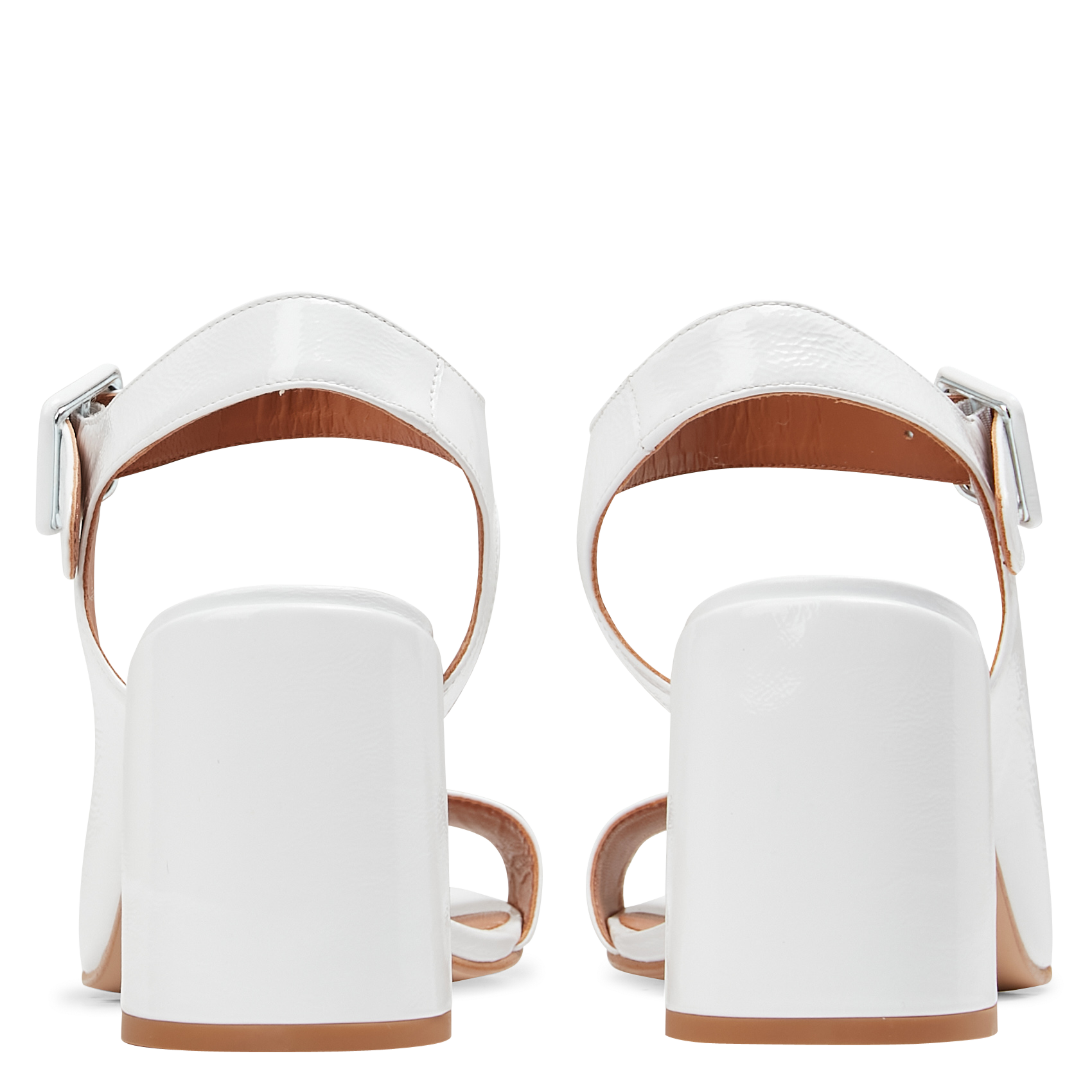LEONDRE - Sandales à talons en cuir verni | Blanc