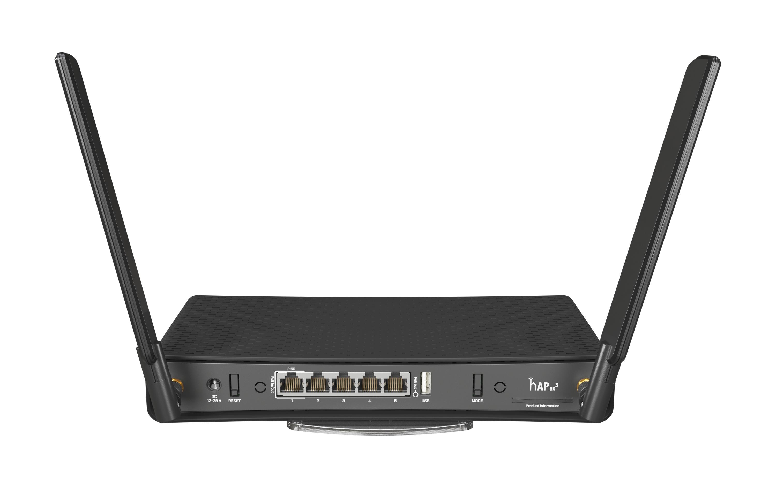 Access Point hAP ax³<br>Unser AX Home Access Point der Spitzenklasse. Mit all der Verarbeitungsleistung und Geschwindigkeit, die Ihr Haushalt jemals brauchen könnte. Gen 6 Wireless, 2.5 Gigabit Ethernet, PoE, WPA3 und mehr!