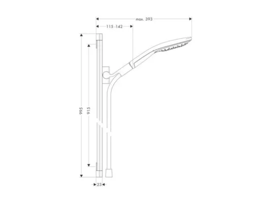 Set de douche 150 3jet avec barre Raindance Unica'S 90 cm chromé Hansgrohe Raindance Select S