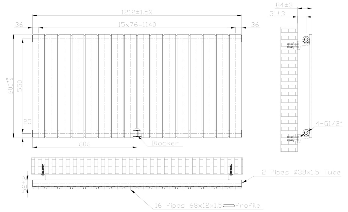 Eastbrook Warrington paneelradiator type 10 120x60cm 1060W wit glans