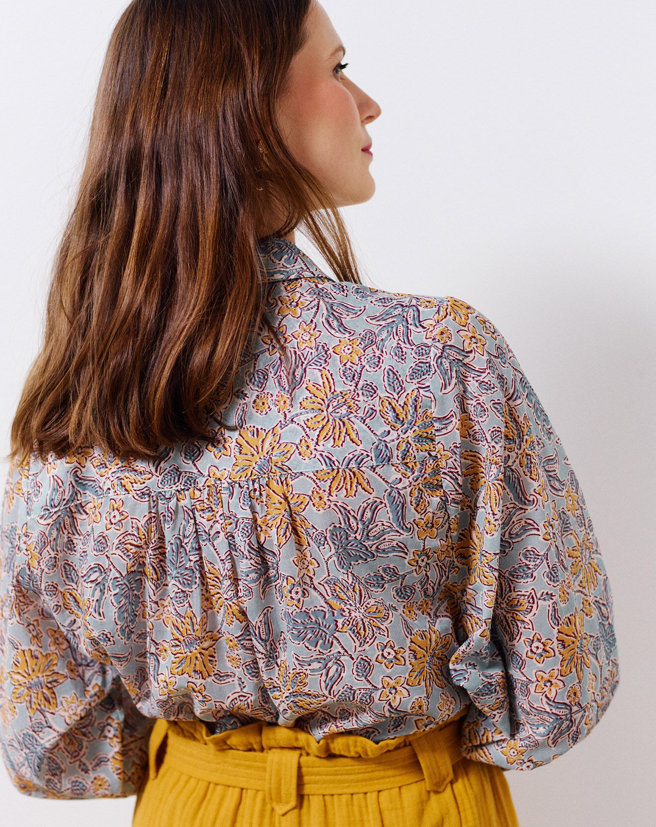 Caroll Chemise en Voile de Coton Céleste imprimée céladon