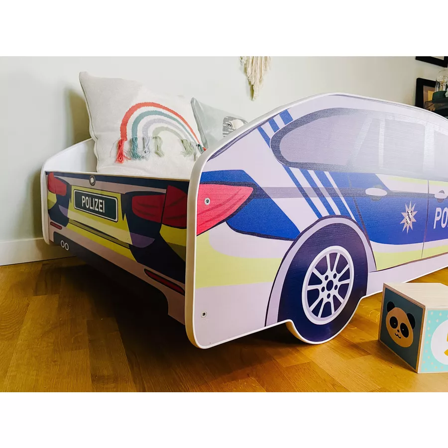 Kids Collective Autobett Kinderbett Jugendbett 70x140 mit Rausfallschutz | Spielbett blau mit Matratze
