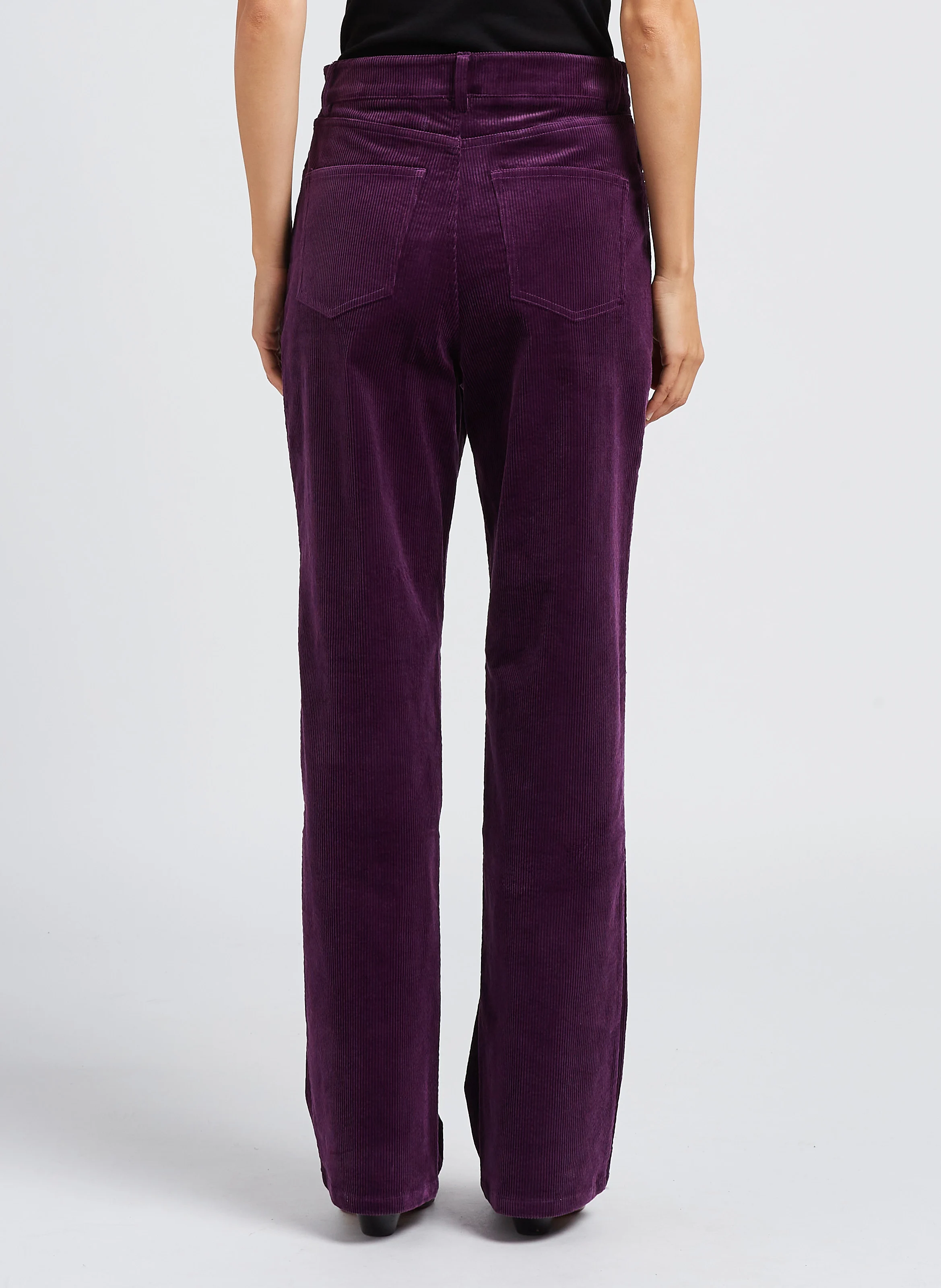 TILDA - Pantalon droit taille haute en coton mélangé | Violet