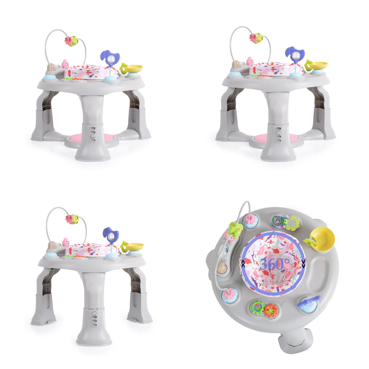 Cangaroo Hopser Mate, Spielcenter, Sitz um 360° drehbar, 4-fach höhenverstellbar rosa