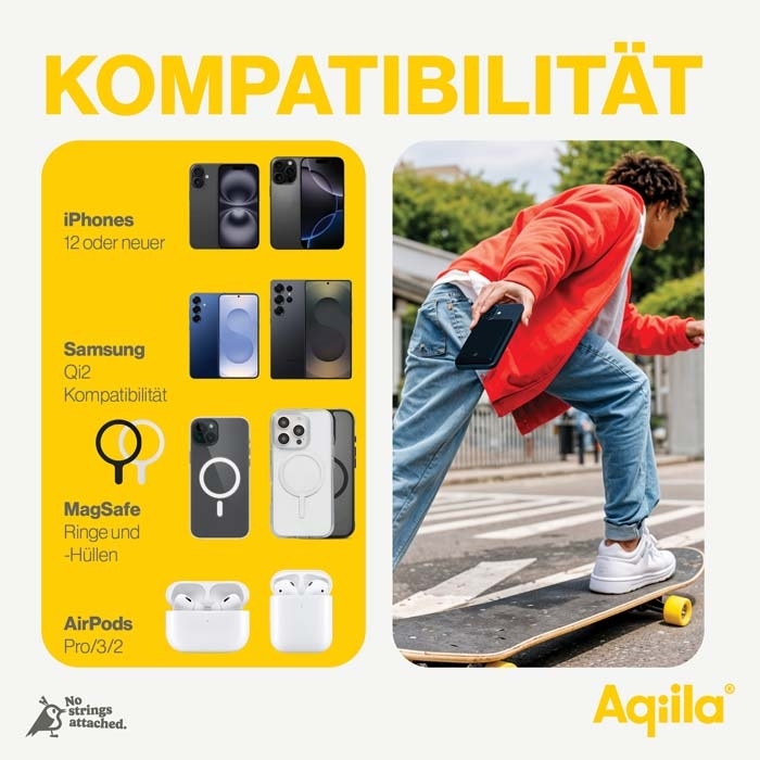 Aqiila Powerbird drahtlose Powerbank 20 W schwarz 5000 mAh