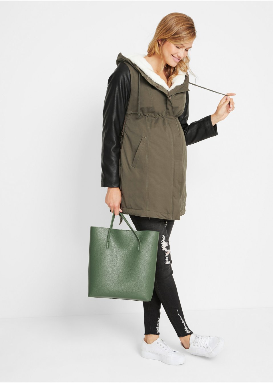 Veste de grossesse et de portage avec doublure en maille peluche