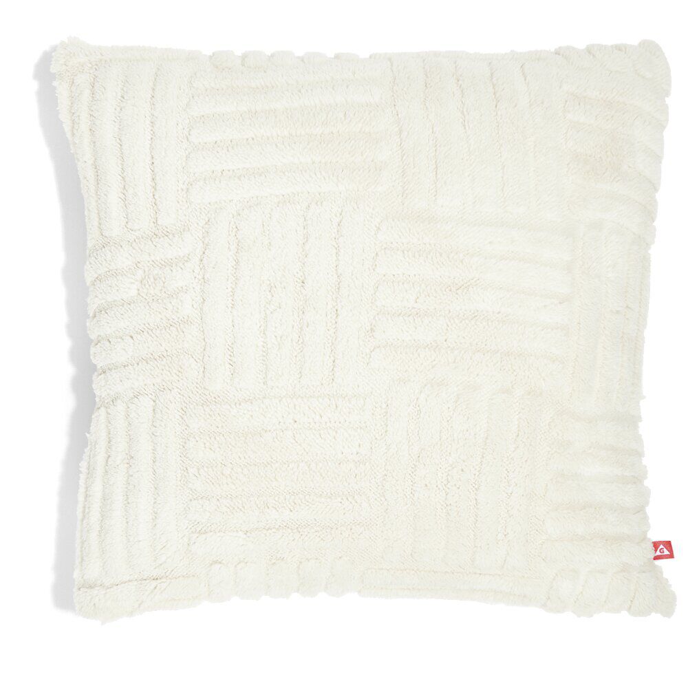 Housse de coussin effet tissé fausse fourrure lapin 45x45cm crème