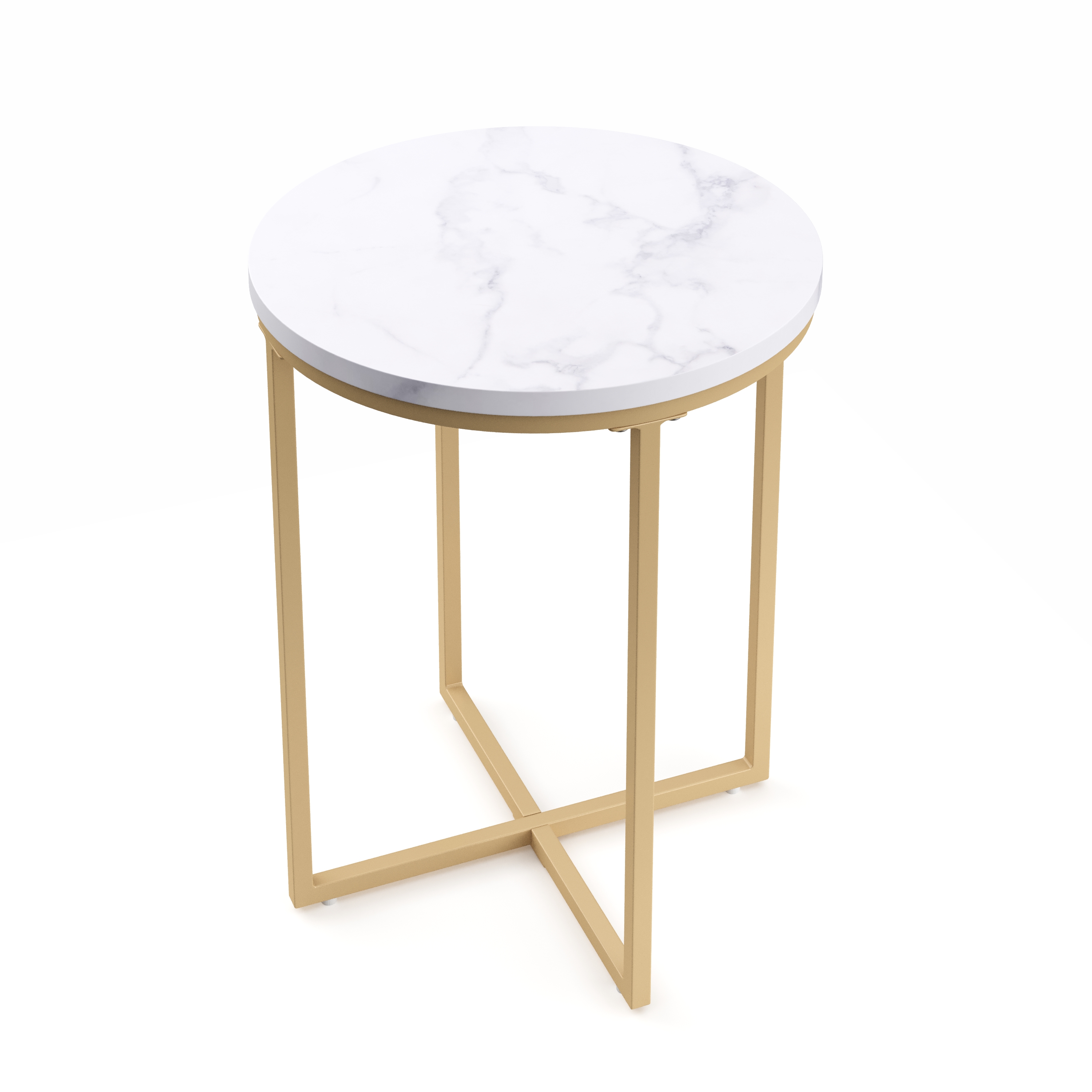 Beistelltisch ESRA rund weiss/gold