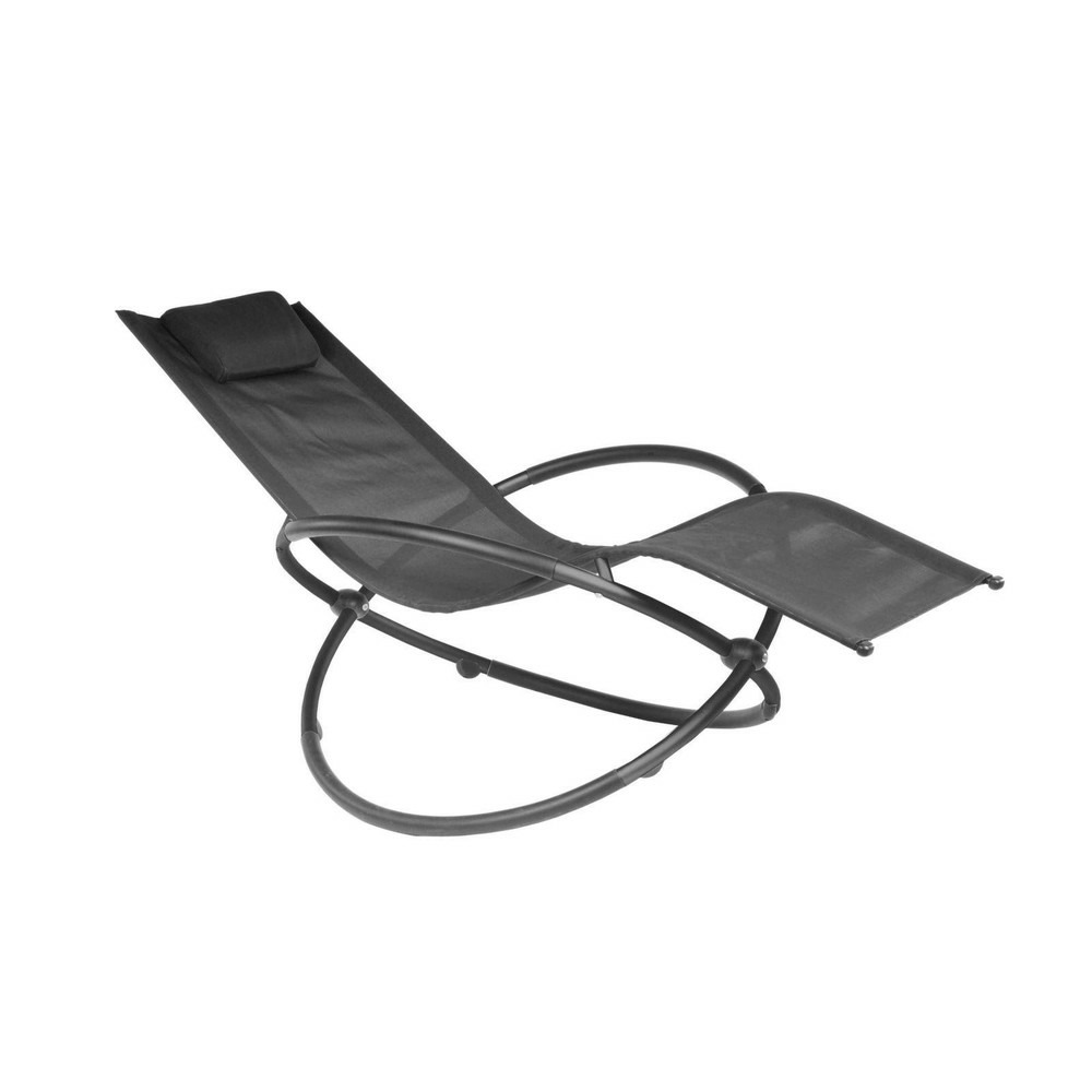 Lit de soleil de jardin pliant cercle en acier - toile en tpep - anthracite/graphite
