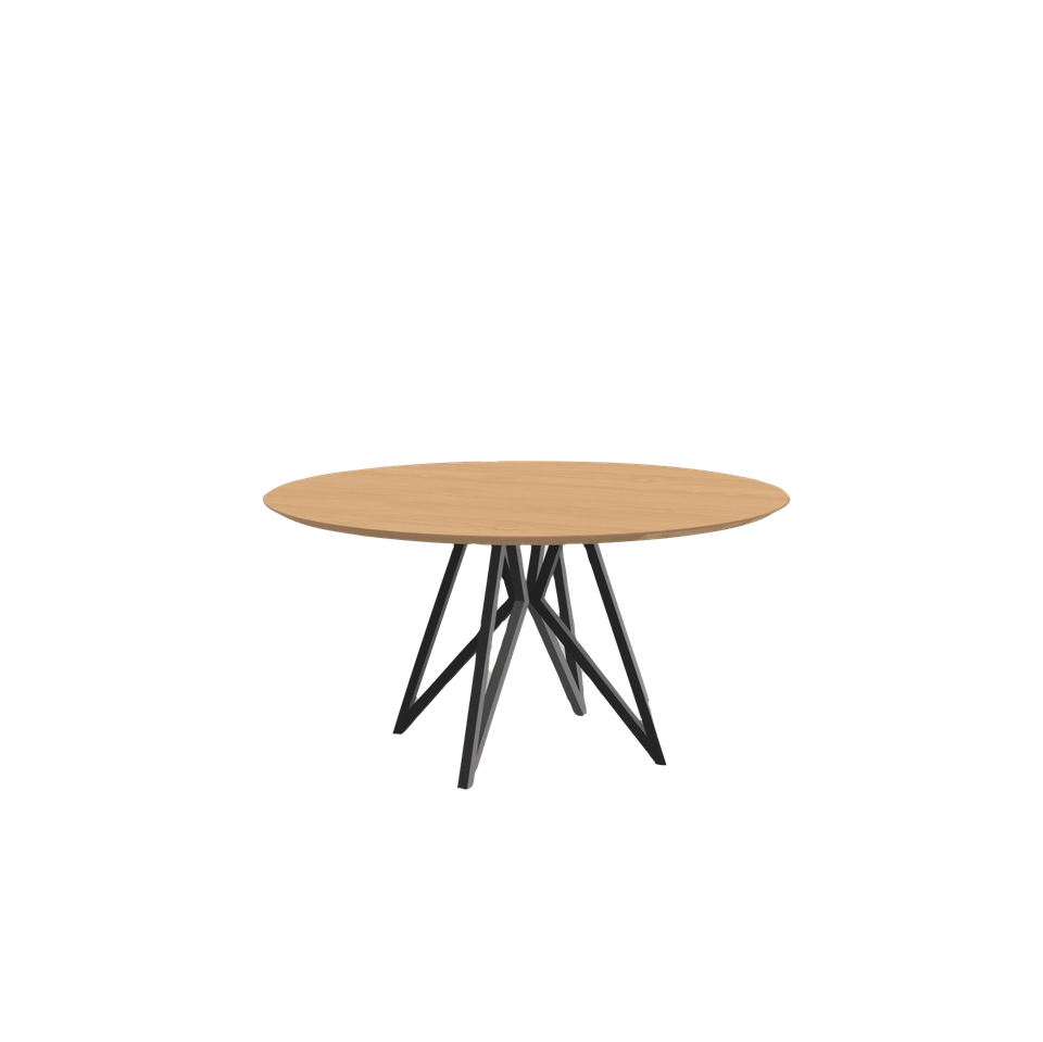 Studio HENK tafel Butterfly Rond Quadpod, zwart frame - Smart Collectie ⌀160 | Eikenhout | Verjongde Rand | Frame Zwart