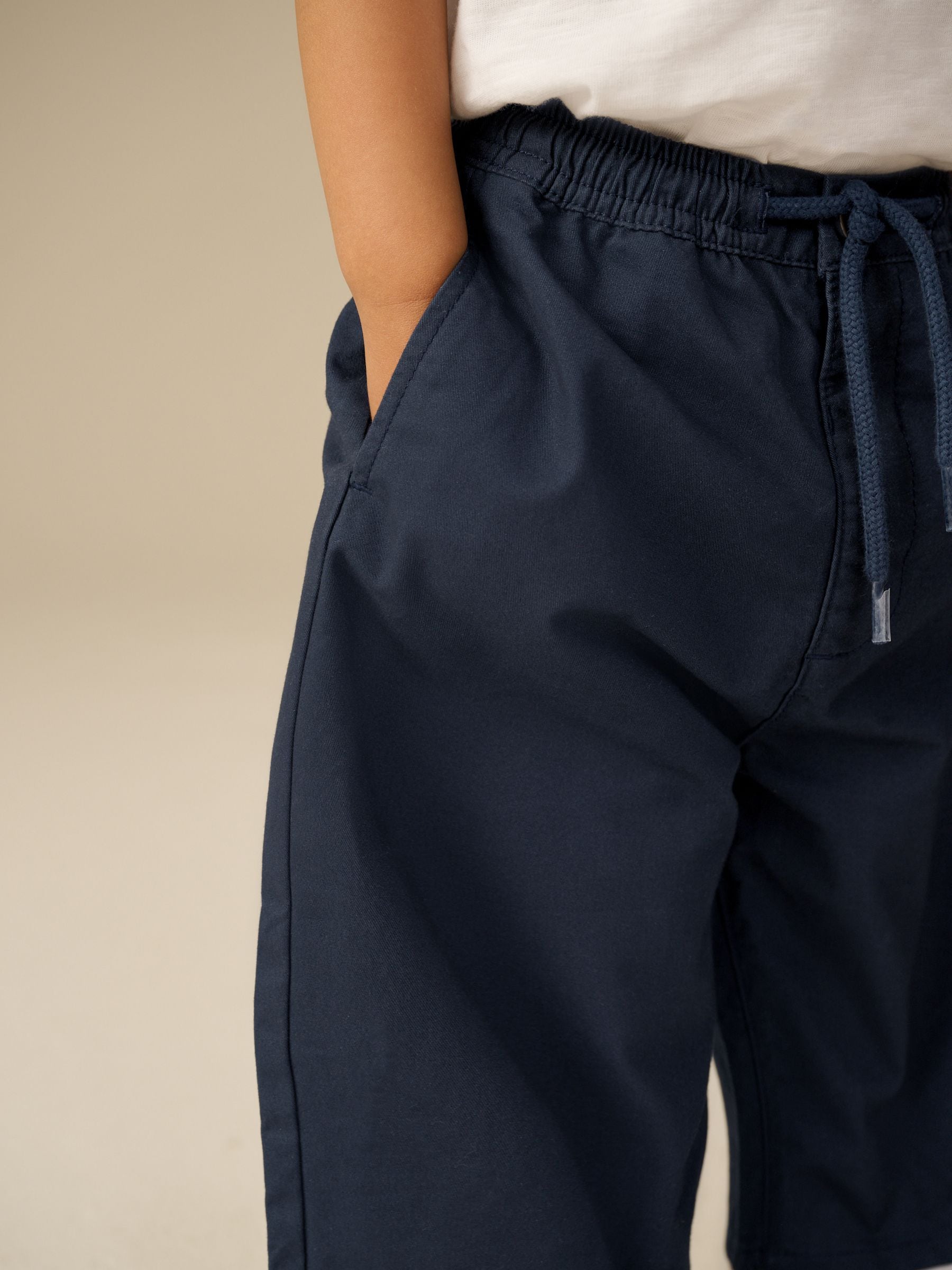 Marineblauw - Wijde pijpen 100% katoenen chino broek met elastische tailleband (3mnd-7jr)
