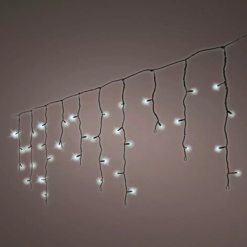 Stalactite lumineuse 7,50 m 175 LED câble noir Blanc froid