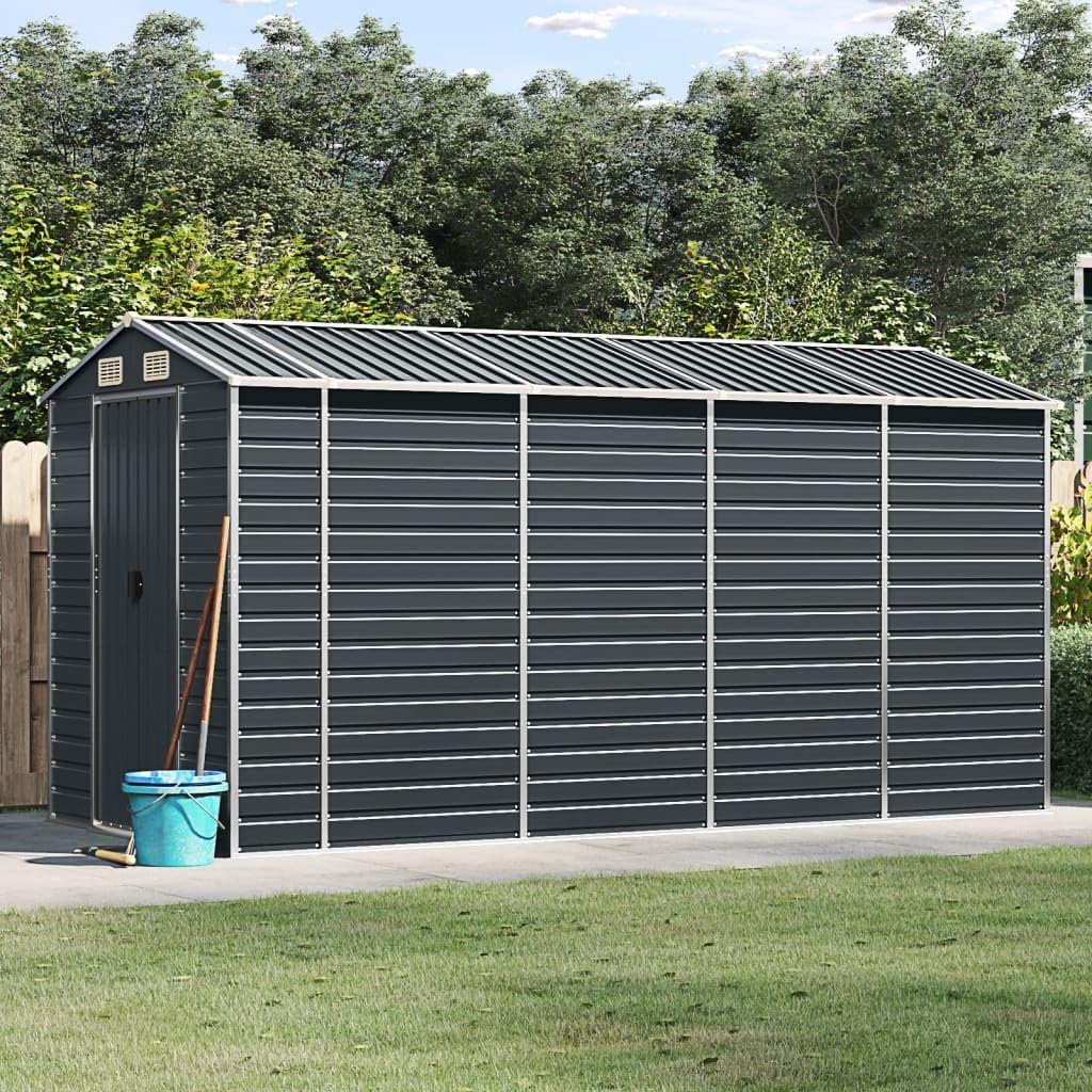 Gerätehaus,Verzinkter Stahl,Outdoor Gartenhaus wetterfest Anthrazit,191 x 385 x 198 cm