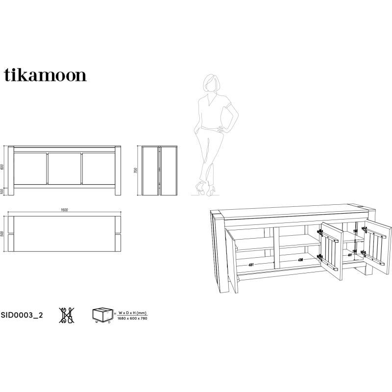 Buffet en chêne massif L 160 cm Edene