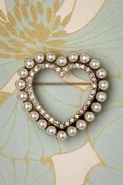 Lovely Heart Pearl broche in goud